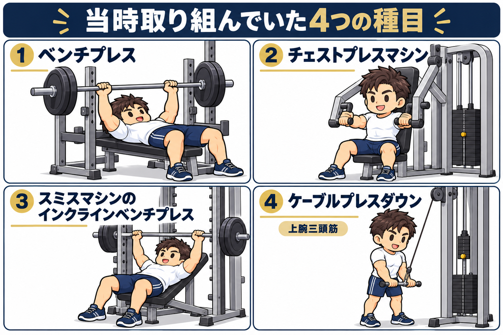 当時取り組んでいた胸トレメニューの画像