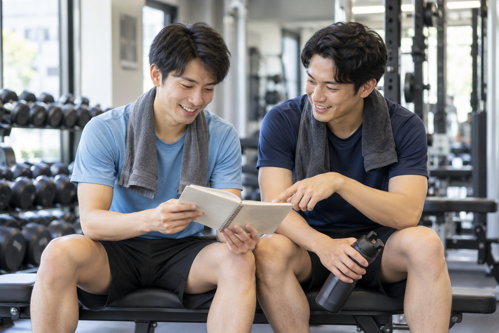仲間と記録を見ながら、楽しく会話する場